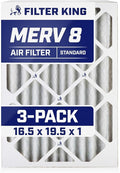 Filter King 16.5x19.5x1 Air Filter | 3-PACK | MERV 8 HVAC Pleated A/C Furnace Filters | MADE IN USA | Actual Size: 16.5 x 19.5 x .75"