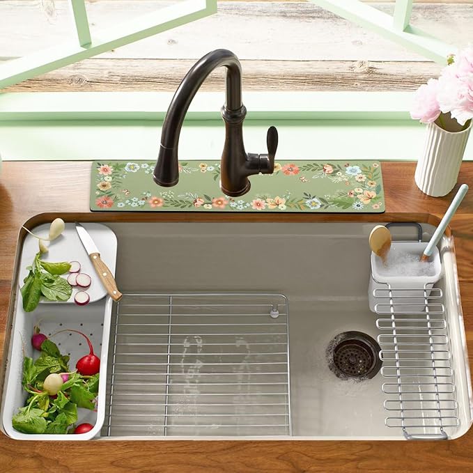 Sink Faucet Absorbing Mat, 2 Pack Drying Mat Around Faucet Sink Splash Guard - Image 6
