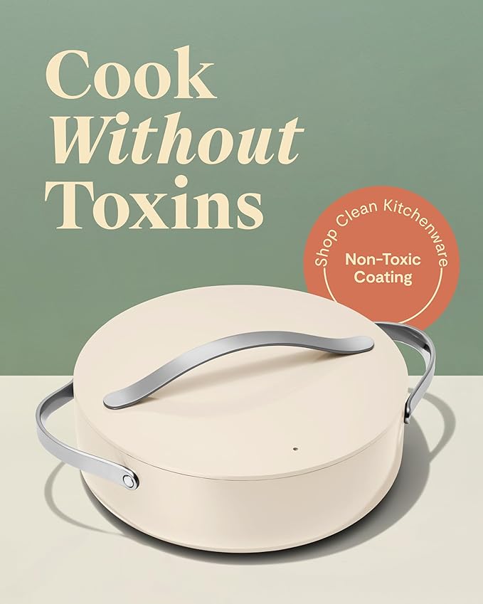 Caraway Rondeau - 6 Qt Non-Stick Pan with Lid - Free From Forever Chemicals - Perfect for Searing, Braising, & Roasting - Gray