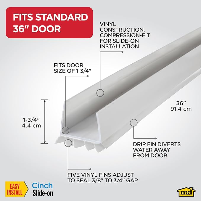 M-D Building Cinch® U-Shape Slide-On Under Door Seal - Image 2