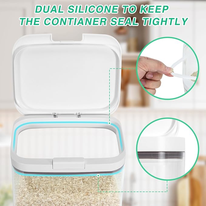 11 Lbs Rice Storage Container 5.8Qt Flour Sugar Containers - Image 4