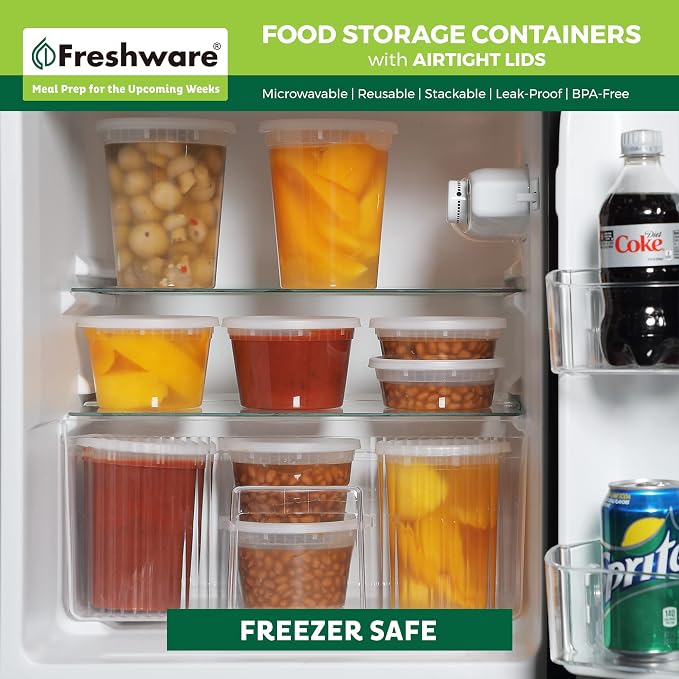 Freshware Food Storage Containers 24 oz Plastic Deli Containers - Image 7