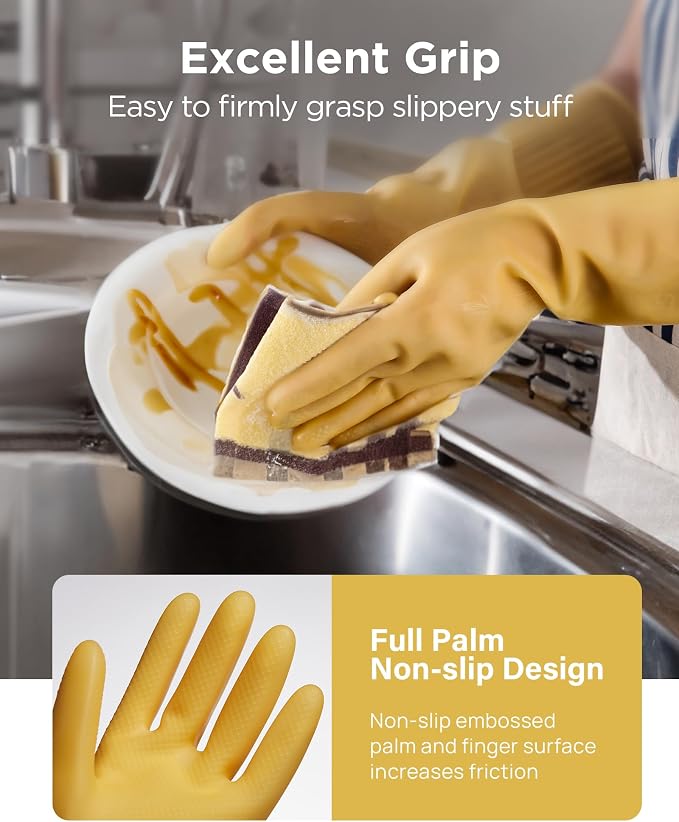 Rubber gloves on dishwashing cleaning 3 or 6 Pairs, Kitchen dish gloves - Image 2