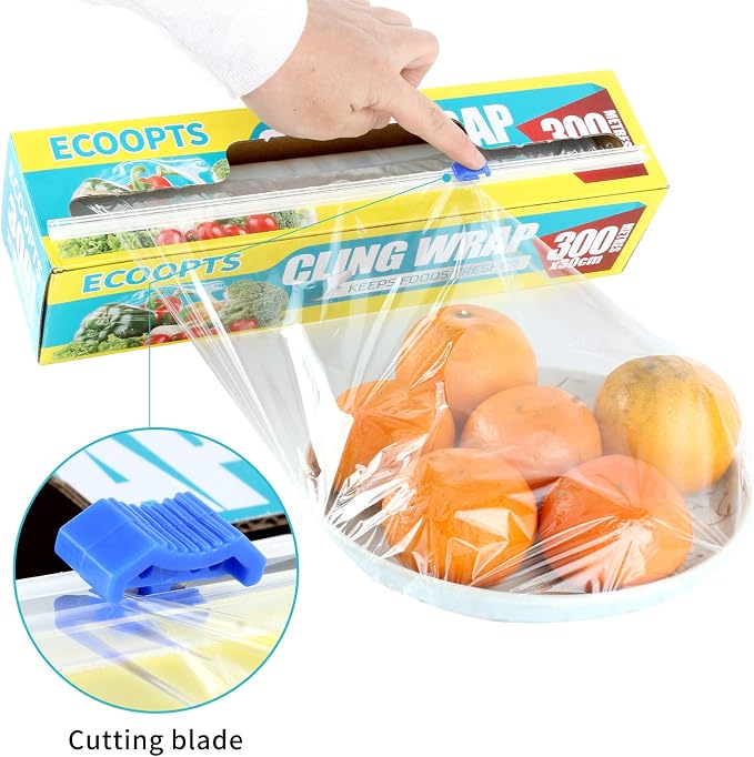 Plastic Food Wrap- 968 SQ. FT. Kitchen Cling Wrap Includes Slide Cutter - Image 4