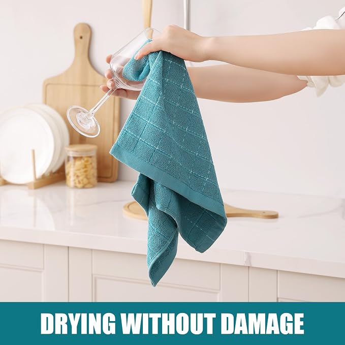 Homaxy 100% Cotton Terry Kitchen Towels, 6 Pack, Lake Blue - Image 4