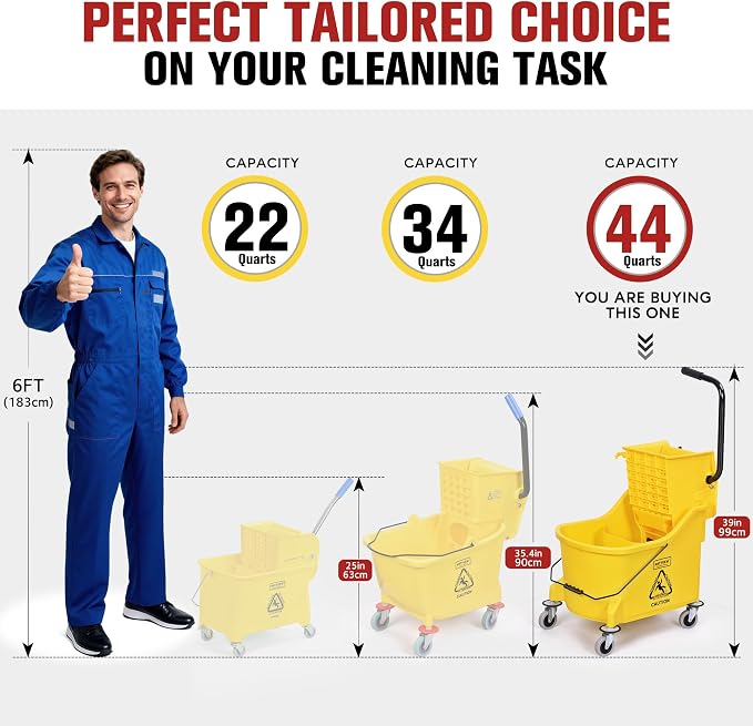 Matthew Cleaning 44Quart Commercial Mop Bucket INCL.Wet String Mop& 19'' - Image 5