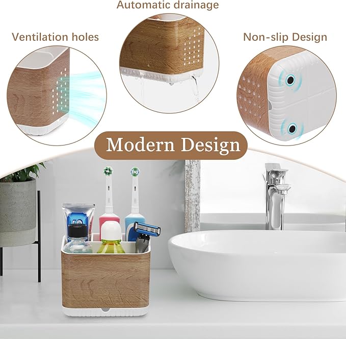 Bathroom Toothbrush Holders, Toothbrush and Toothpaste Holder | Easy To Clean - Image 4