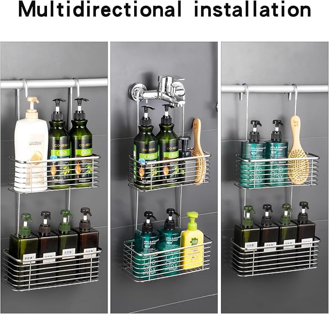 YQh Stainless steel double-layer shower rack, shower room hanging bathroom - Image 6