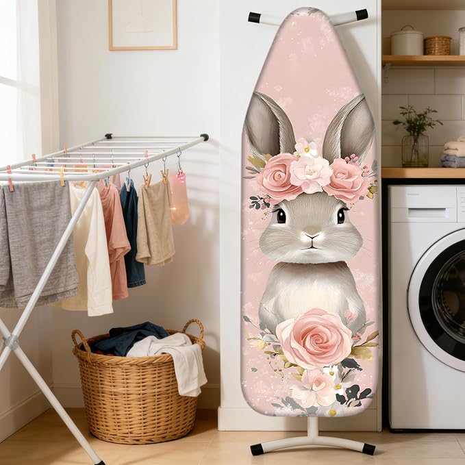Nuxovilar Floral Bunny Cotton Ironing Board Cover 15x54 Fabric - Image 2