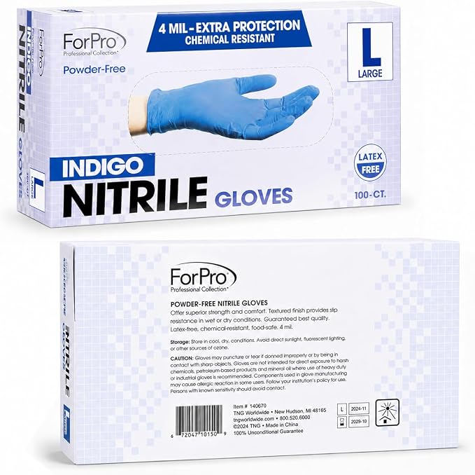 ForPro Disposable Nitrile Gloves, Chemical Resistant, Powder-Free, Latex-Free - Image 3