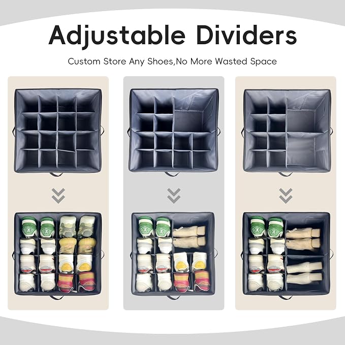 Shoe Organizer for Closet, 3 Pack Shoe Storage Bins - Image 4