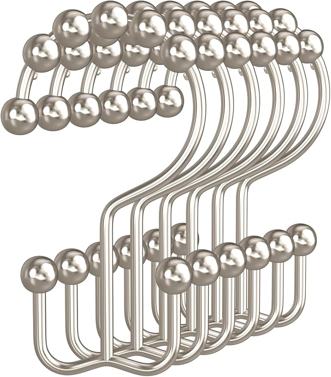 Bathway Shower Curtain Hooks Nickel Shower Curtain Rings, Metal Shower Hooks by Bathway