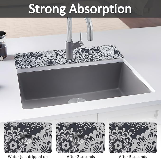 24" X 5.5" Kitchen Sink Splash Guard Faucet Mat Mandala Super Absorbent Fast - Image 3