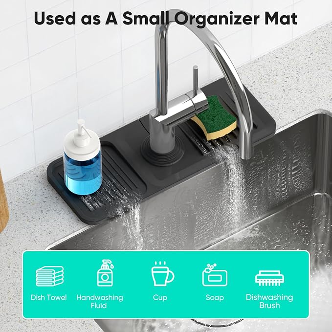 14.6'' Faucet Mat for Kitchen Sink Kitchen Sink Splash Guard Silicone Kitchen - Image 6
