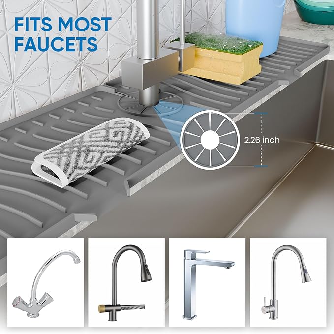 24 Inch Longer Faucet Mat for Kitchen Sink, Silicone Sink Faucet Mat Splash - Image 6