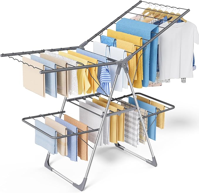 Sakugi Clothes Drying Rack, Foldable 2-Level by Sakugi
