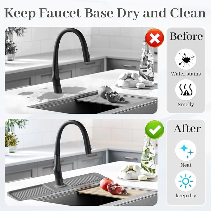 PoYang 23.6 Inch Silicone Sink Splash Guard, Kitchen Sink Mat, Keeps Faucet - Image 6