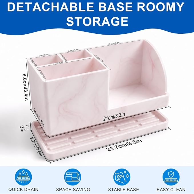 Bathroom Toothbrush Holders, 4 Slots Silicone Counter Organizer Storage - Image 2