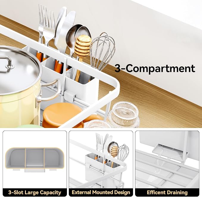 TOOLF Dish Drying Rack for Kitchen Counter, 12.4''W x 16.5''L x 7.2'', - Image 4