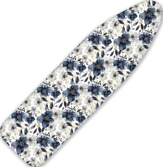 Vintage Ink Navy Blue Peony Florals 15"x54" Ironing Board Cover by Yzogbry