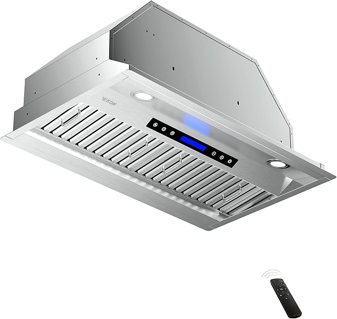 EKON NAB02-42" 900CFM Range Hood Insert, Ducted/Ductless Convertible Built-in Range Hood with Remote/4-Speed Touch Control LCD Display,Adjustable Leds for Over Kitchen Stove