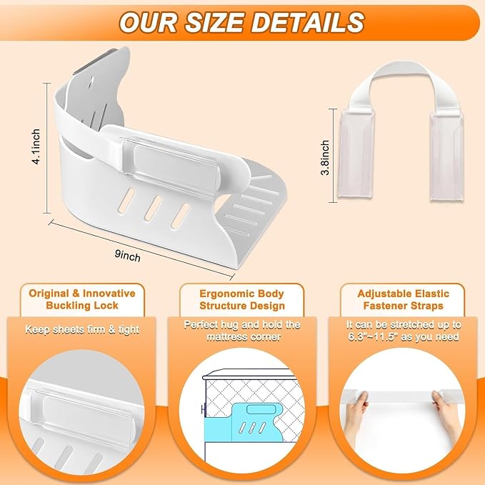 Bed Sheet Holders for Corners, No More Loose Sheets, Easy Installation for Any - Image 4