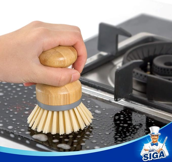 MR.SIGA Bamboo Palm Brush, Dish Scrub Brush, Bamboo Dish Brush, kitchen sink - Image 6