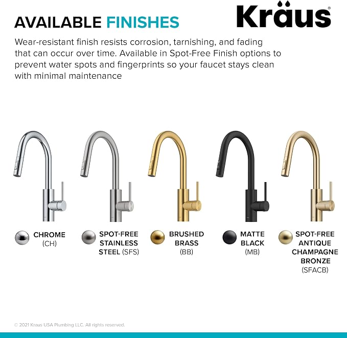KRAUS Champagne Bronze Pull Down Kitchen Faucet KPF-2620SFACB | QuickDock top - Image 16