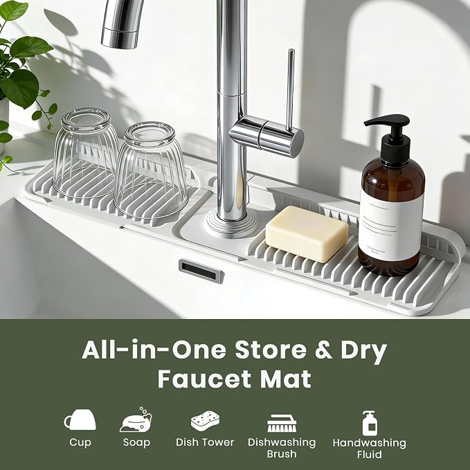 24 Inch Faucet Mat for Kitchen Sink, Silicone Splash Guard for Kitchen Sink Area - Image 4
