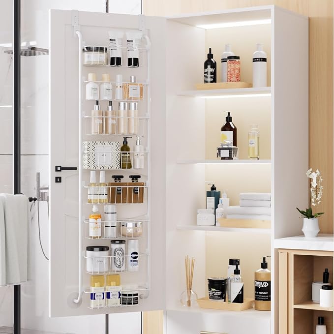 Delamu Narrow Over The Door Pantry Organizer, 8-Tier Metal Pantry Door - Image 8