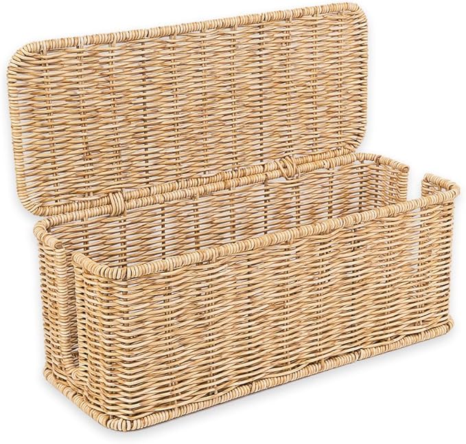 Cable Management Box, Handmade Rattan Cord Organizer by Cantalop