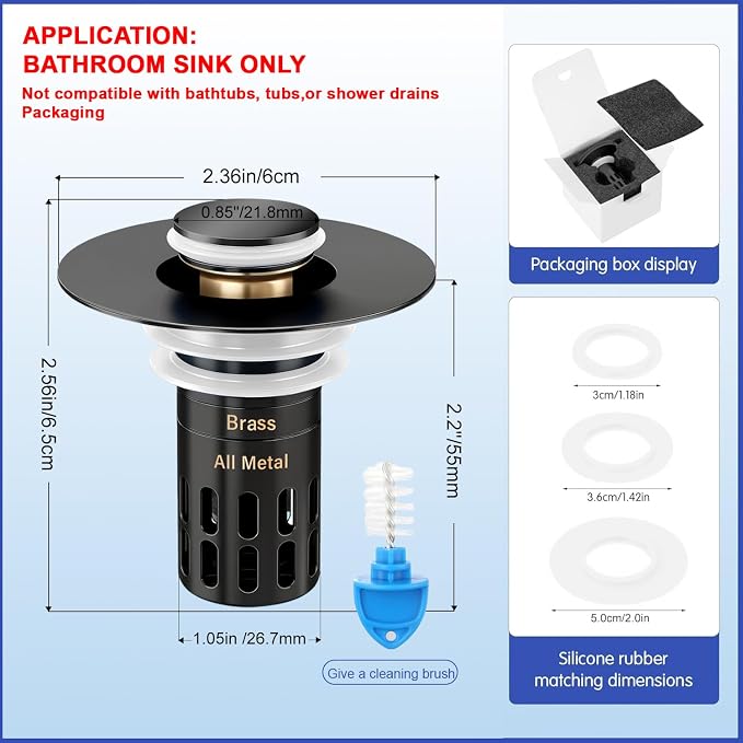 Bathroom Sink Stopper, Pop Up Drain Strainer - Image 4