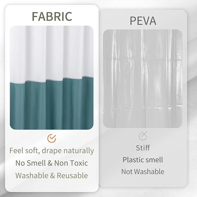 ALYVIA SPRING Waterproof Fabric Shower Curtain or Liner White/Teal - Image 4