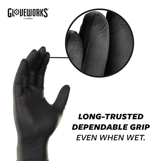 GLOVEWORKS Nitrile Gloves Disposable 5 mil Black Size Large Box of 100 - Image 4