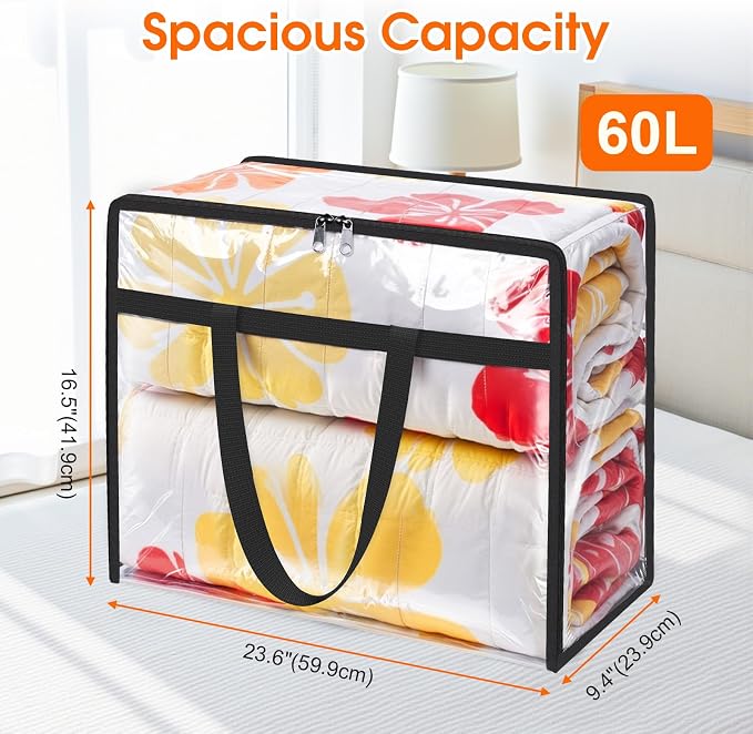 SpaceTrove Clear Storage Bags, foldable waterproof moving bags store comforters - Image 2