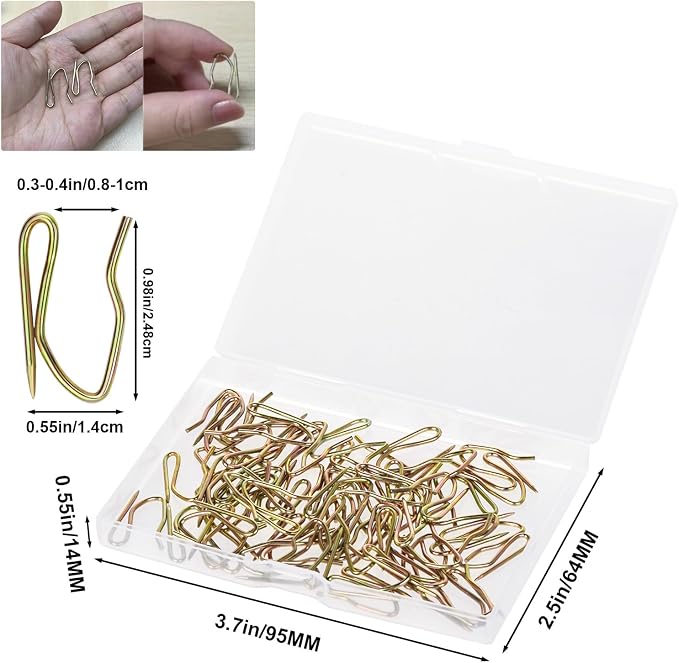 Nydotd 58PCS Rustproof Curtain Hooks, 1 Inch Stainless Steel Pin-On Hooks | - Image 2