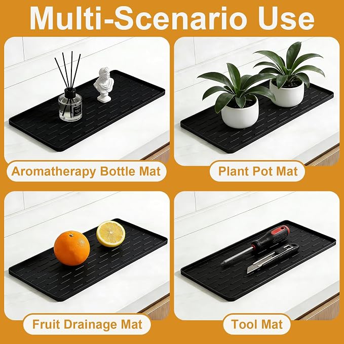 Silicone Coffee Mat 16 x 7 in Classic Black | Coffee bar mat - Image 4