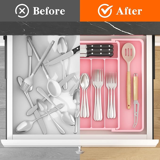 Lifewit Expandable Silverware Drawer Organizer, Kitchen Utensil Tray | BPA-free - Image 5