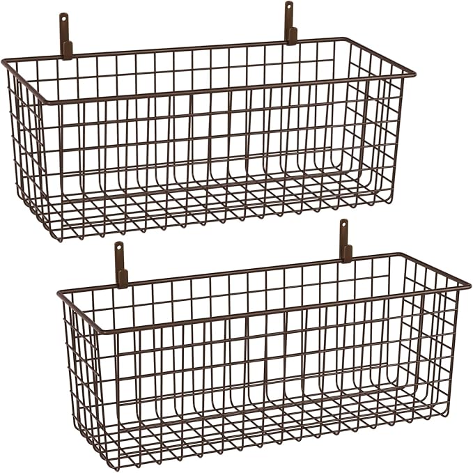 Kinlink 2 Sets Brown Extra Large Hanging Wall Basket by KINLINK