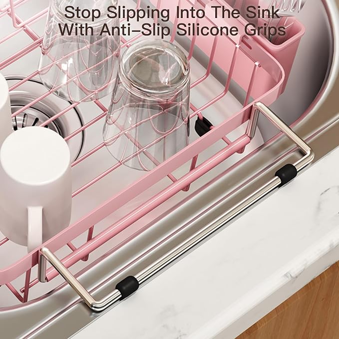 Pink Dish Drying Rack Over The Sink - Image 6