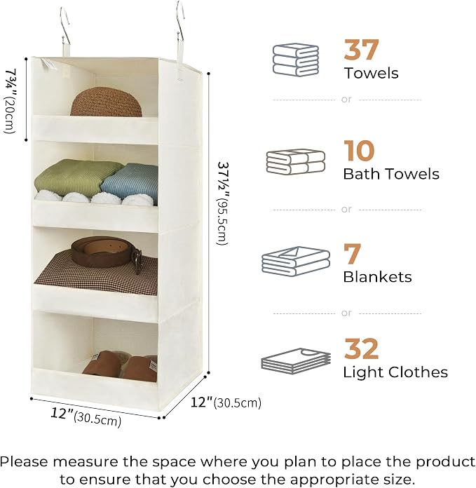 GRANNY SAYS 4-Shelf Hanging Closet Organizer, Foldable Storage, No-Sag Support - Image 3