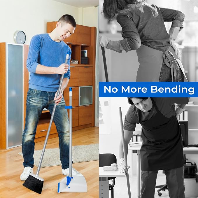 Broom and Dustpan Set with Long Handle 52", Standing Broom and Dust Pan Set - Image 3