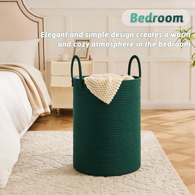 Artfeel Laundry Basket, Woven Cotton Rope Laundry Hamper, 80L - Image 3