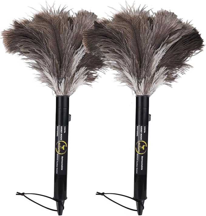 Aldwin Ostrich Feather Duster Retractable 16 inch, 2 Pack | Genuine Fluffy by AldwinOstrichFeatherDuster