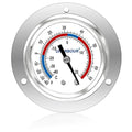 Cooler Thermometer Comercial Freezer Thermometer Capillary Design Refrigeration Gauge, Range -40 to 65 ℉ / -40 to 20℃, 2" Dial Stainless Steel Flanged Panel Mount