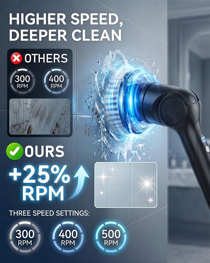 Electric Spin Scrubber, 3-Speed Shower Scrubber - Image 2