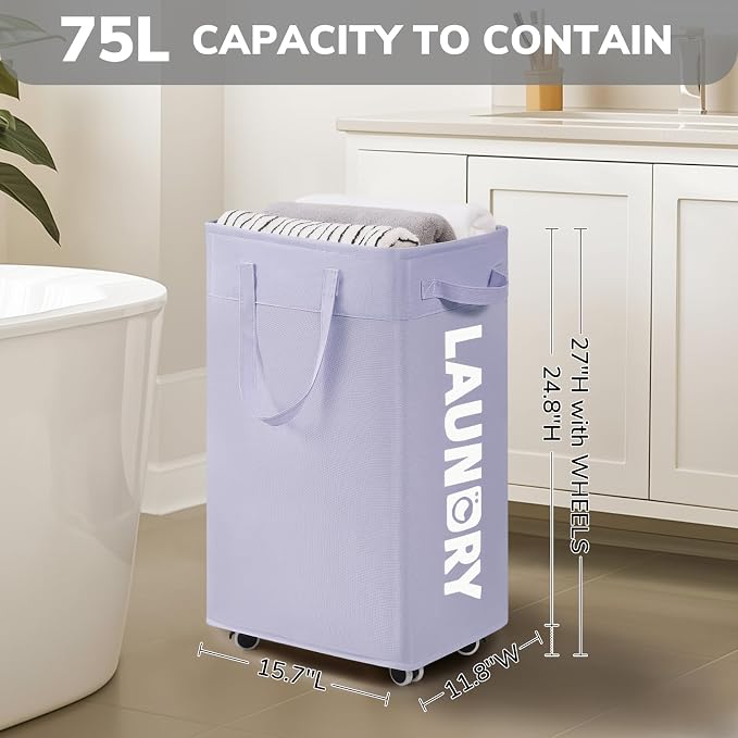 Goodpcik 2-Pack Rolling Laundry Hamper - Image 2