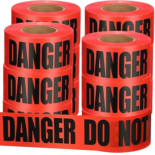 Treela 12 Pcs 3 Inch x 1000 ft Caution Danger Tape Roll Do Not Enter Cross Crime Scene Construction Warning Safety Tape for Hazardous Areas Halloween (Danger Do Not Enter,Red)
