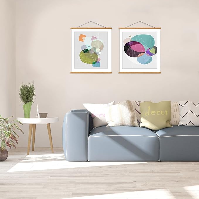 WITCOLOR Magnetic Poster Hanger Frame, Teak Magnet Poster Frame 12x16 12x18 12x36 for Paintings, Photos, Maps, Scrolls, Picture, Canvas Works and Art Prints
