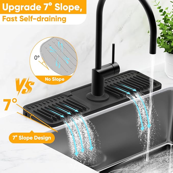 17.7'' Folding Faucet Mat for Kitchen Sink Splash Guard Kitchen Sink Faucet Mat - Image 3